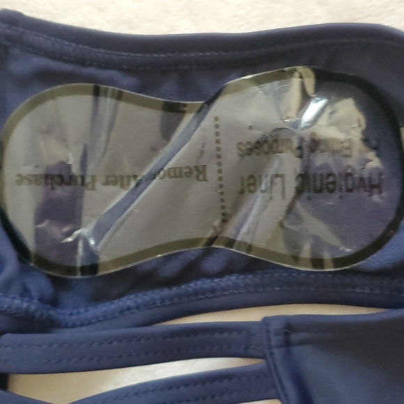 NWT Nicole Miller navy blue swim suit with high waisted bottoms size 8 - Picture 9 of 10